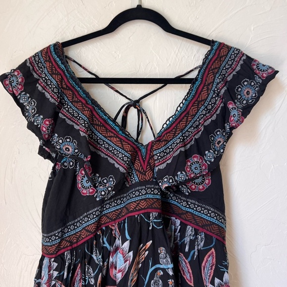 Anthropologie Deep V leopard butterfly mini dress size M - Picture 6 of 10